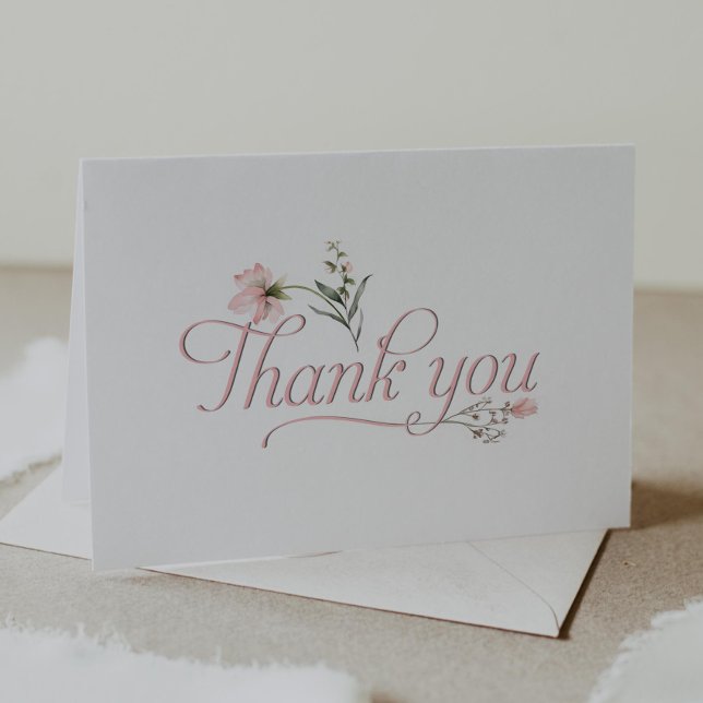 Carte De Remerciements Remerciements pour une baby shower avec calligraph (Créateur téléchargé)
