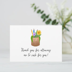 Carte De Remerciements Remplacer les crayons de l'enseignant Fleurs