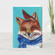 Renard d'hiver avec cardinal !