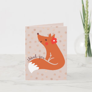 Carte De Remerciements Renard mignon Avec Fleur "Merci"