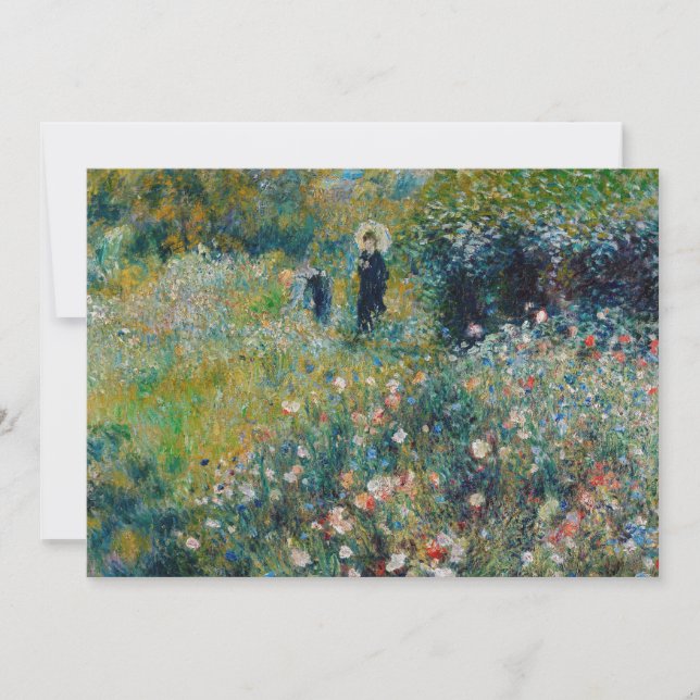Carte De Remerciements Renoir - Femme avec un parasol dans un jardin (Devant)