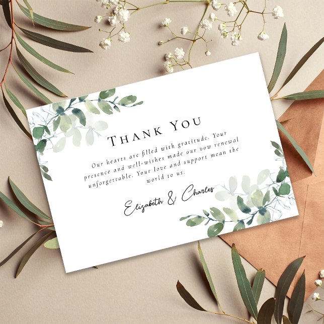Carte De Remerciements Renouvellement simple de Vow Eucalyptus (Créateur téléchargé)
