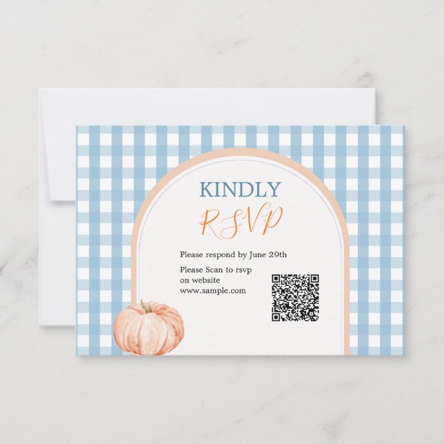 Carte De Remerciements Réponse au 1er anniversaire Boho Blue Gingham Citr (Devant)