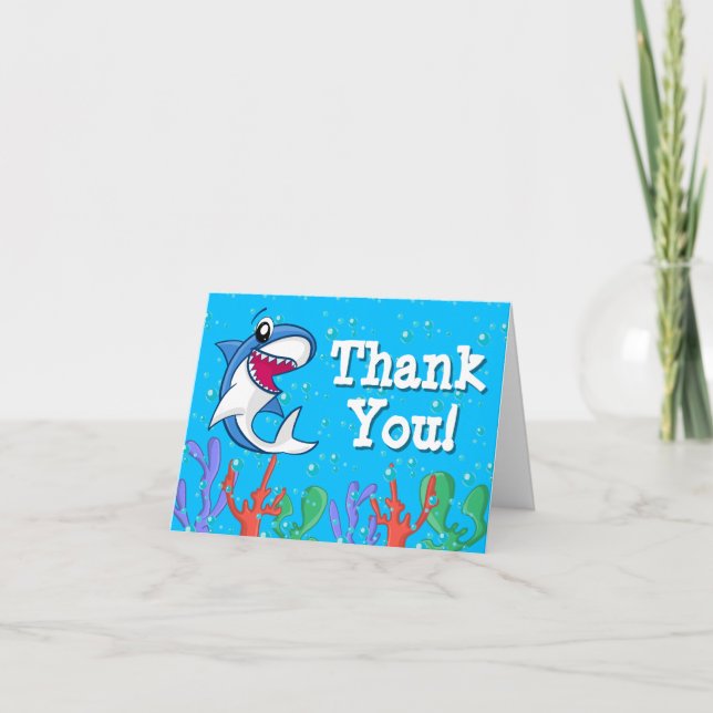 Carte De Remerciements Requin Bleu Océan Enfants N'importe quel âge Anniv (Devant)