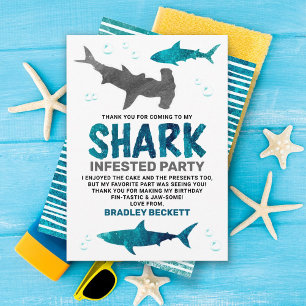 Carte De Remerciements Requin infesté n'importe quel âge fête d'anniversa