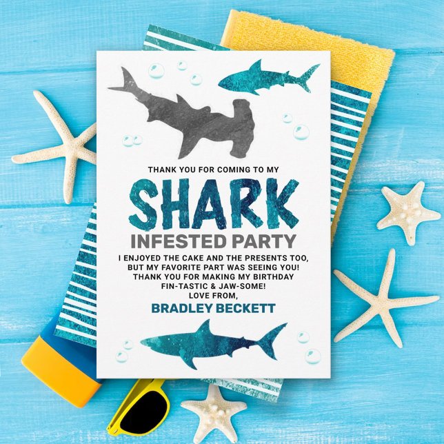 Carte De Remerciements Requin infesté n'importe quel âge fête d'anniversa (Créateur téléchargé)