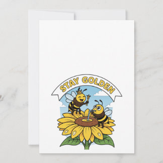 Carte De Remerciements Restez doré - Illustration des abeilles et des fle
