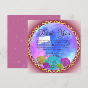 Carte De Remerciements Résumé Fleurs Rose Cristal Mariage Anniversaire
