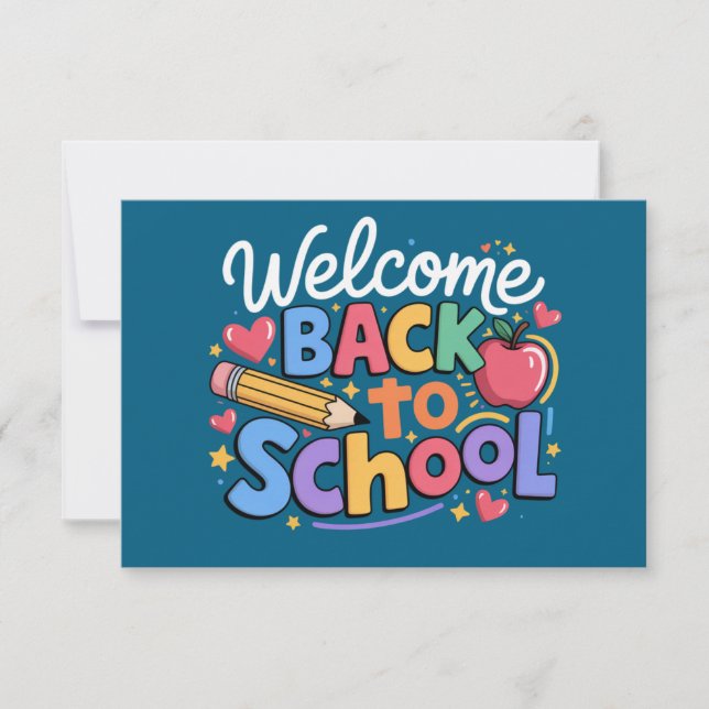 Carte De Remerciements Retour à l'école Enseignant Premier jour de l'écol (Devant)
