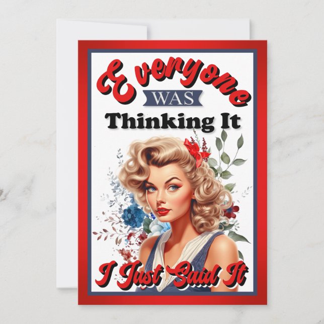 Carte De Remerciements Retro American Pinup_ Je Viens De Le Dire (Devant)