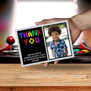 Carte De Remerciements Retro Arcade Game Photo Anniversaire
