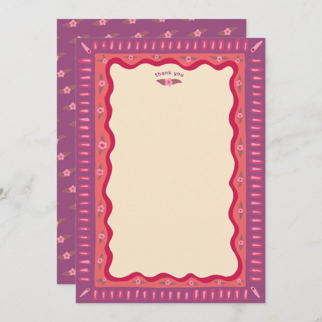 Carte De Remerciements Retro Boho Fun Mariage Fait Main sur Mesure Shower (Devant / Derrière)