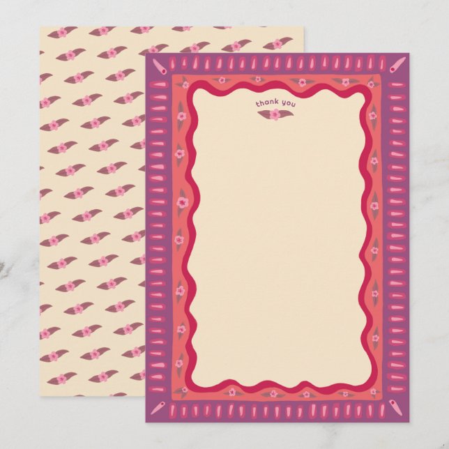 Carte De Remerciements Retro Boho Fun Mariage Fait Main sur Mesure Shower (Devant / Derrière)