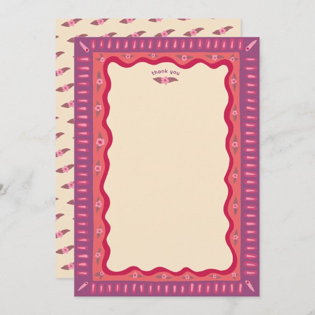 Carte De Remerciements Retro Boho Fun Mariage sur mesure fait main Shower (Devant / Derrière)