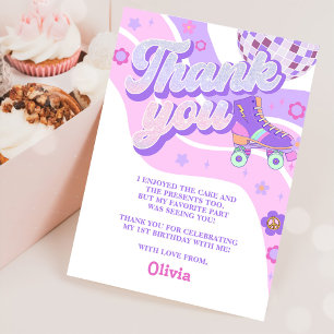 Carte De Remerciements Retro Disco Roller Skate Anniversaire