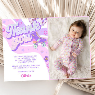 Carte De Remerciements Retro Disco Roller Skate Anniversaire Photo