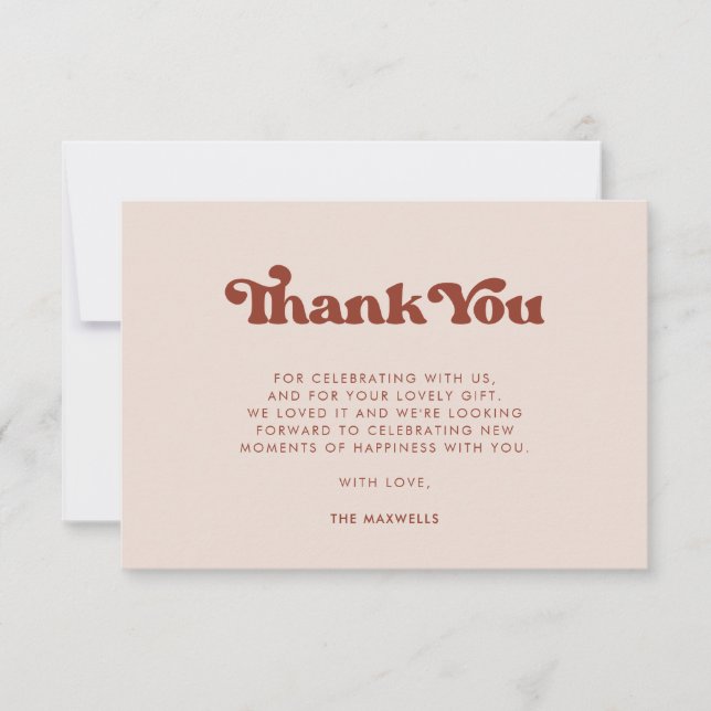Carte De Remerciements Retro élégant Peach Pink (Devant)