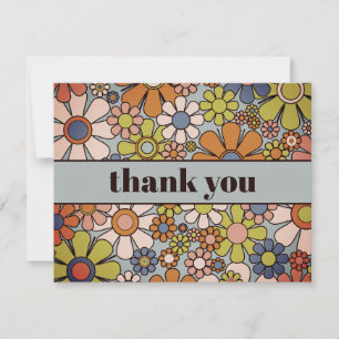 Carte De Remerciements Retro Garden Vintage années 60 les années 70 Fleur