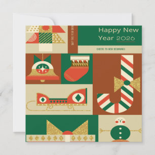 Carte De Remerciements Retro Geometric Christmas Greeting Card – Festive.