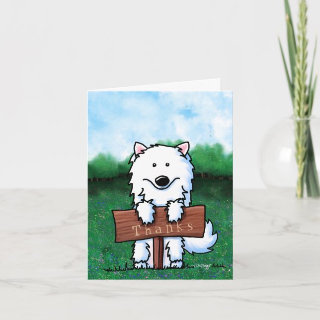 Carte De Remerciements Retro KiniArt Samoyed (Devant)