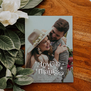 Carte De Remerciements Retro Love and Thanks Overlay Text Mariage