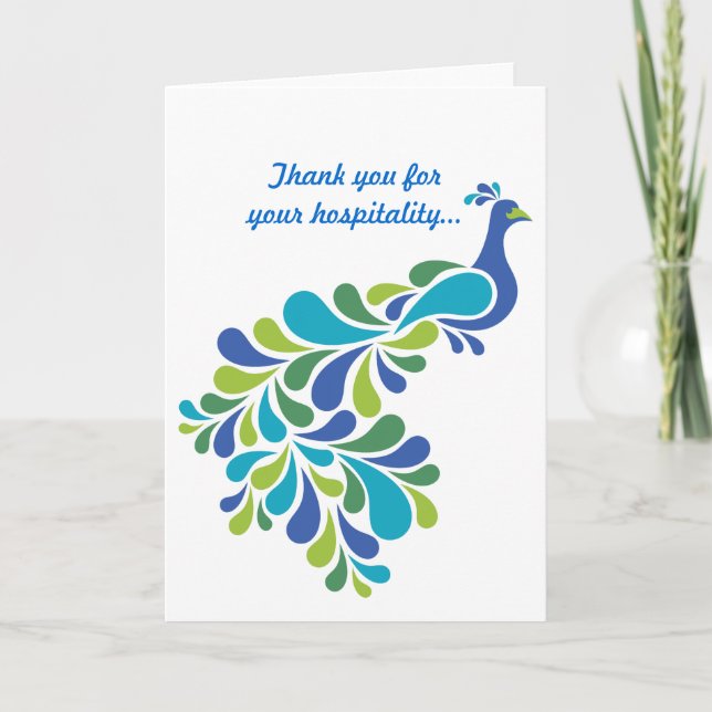 Carte De Remerciements Rétro Peacock (Devant)