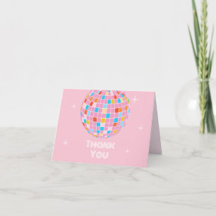 Carte De Remerciements Retro Pink Disco Ball les années 70 80s Fête des m