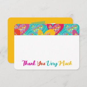 Carte De Remerciements Retro Pop Colorful Hearts & Dots Anniversaire de e