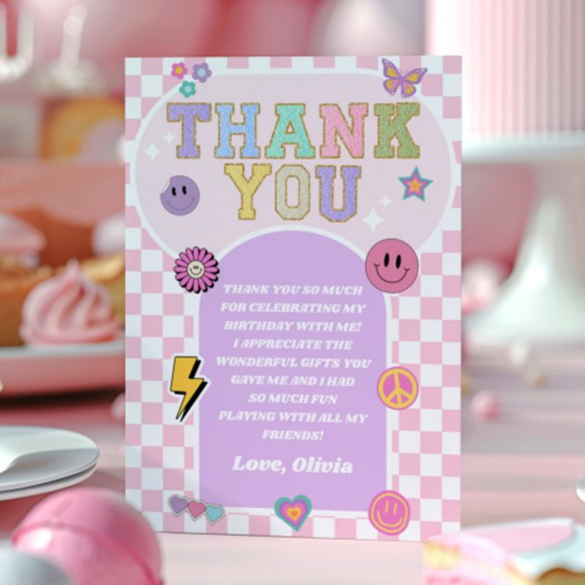 Carte De Remerciements Retro Preppy Varsity Patch Anniversaire (Créateur téléchargé)