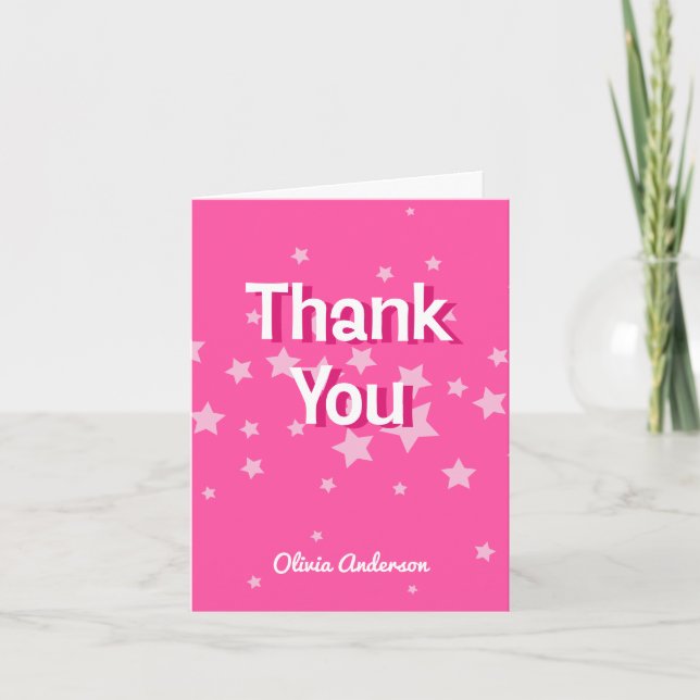 Carte De Remerciements Retro Pretty Rose Stars Anniversaire (Devant)