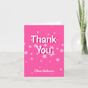 Carte De Remerciements Retro Pretty Rose Stars Anniversaire