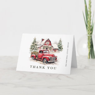 Carte De Remerciements Retro Red Farm Truck Noël Entreprise Fête