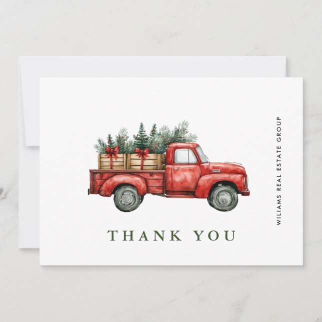 Carte De Remerciements Retro Red Farm Truck Noël Entreprise Fête (Devant)
