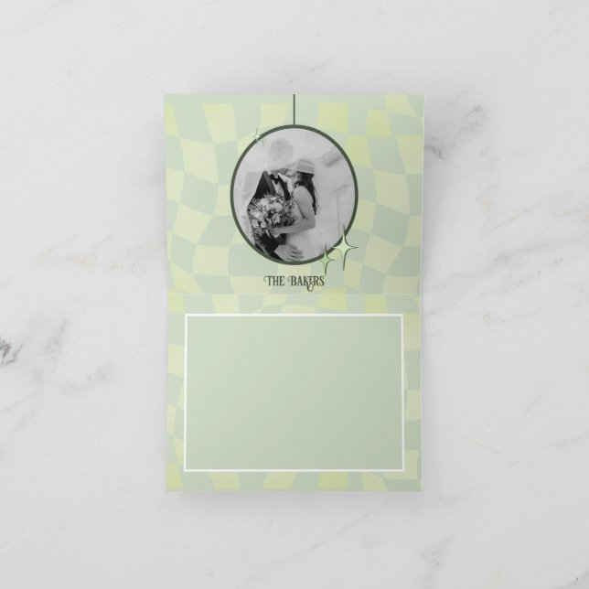 Carte de remerciements Retro Sage Green Mariage (Intérieur)