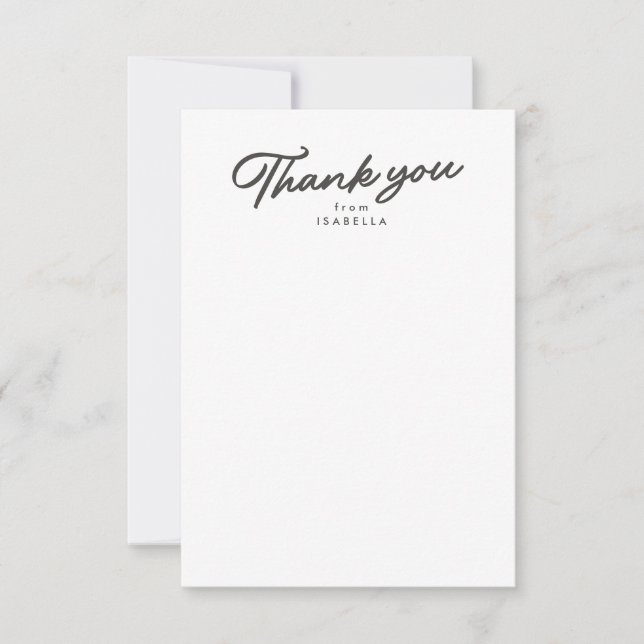 Carte De Remerciements Retro script simple graduation grise (Devant)