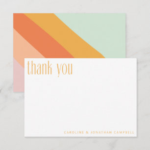 Carte De Remerciements Retro Stripes Mint Coral Peach Custom Wedding