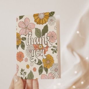 Carte De Remerciements Retro Super Floral Girls Party