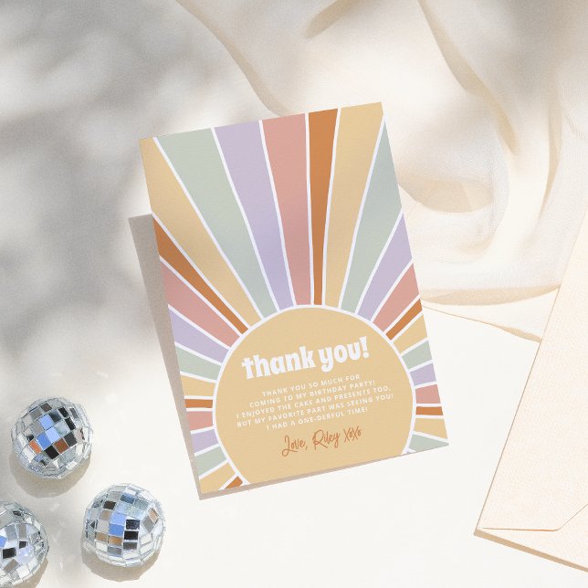 Carte De Remerciements Retro Super Sunshine Girl fête d'anniversaire (Créateur téléchargé)