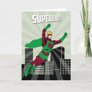Carte De Remerciements Retro Superhero Papa en l'air pour la Fête des pèr