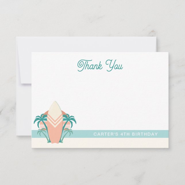 Carte de remerciements rétro surf Beach (Devant)