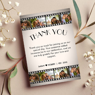 Carte De Remerciements Retro Vignette Photo Collage Film Strip Mariage