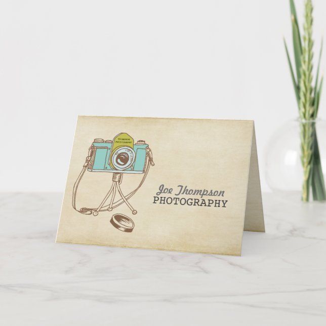 Carte De Remerciements Retro Vintage Camera Photographe Thank You Card (Devant)