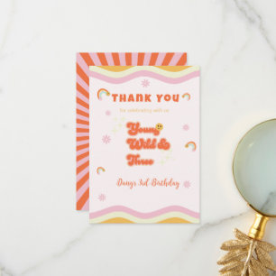 Carte De Remerciements Retro Young Wild et trois Anniversaire