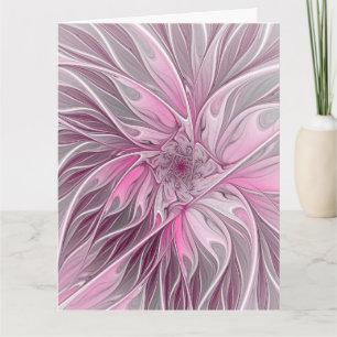 Carte De Remerciements Rêve de fleur rose fractale, motif de fantaisie fl