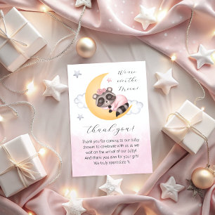 Carte De Remerciements rêver sur le baby shower de fille du raton laveur 