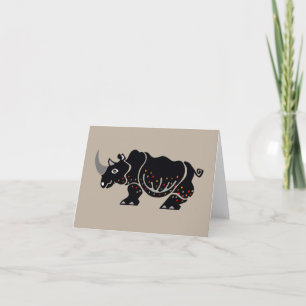 Carte De Remerciements RHINOCEROS noir cool - Graphique animal en voie de