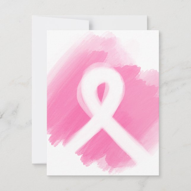Carte De Remerciements Ribbon de sensibilisation au cancer du sein Aquare (Devant)