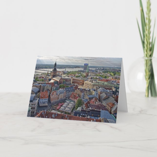 Carte De Remerciements Riga, Lettonie, photo du paysage urbain, (Devant)