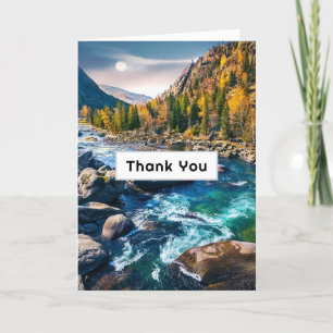 Carte De Remerciements Rivière et Montagnes Photo Pittoresque