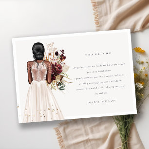 Carte De Remerciements Robe de mariée blanche élégante Boho Shower de mar